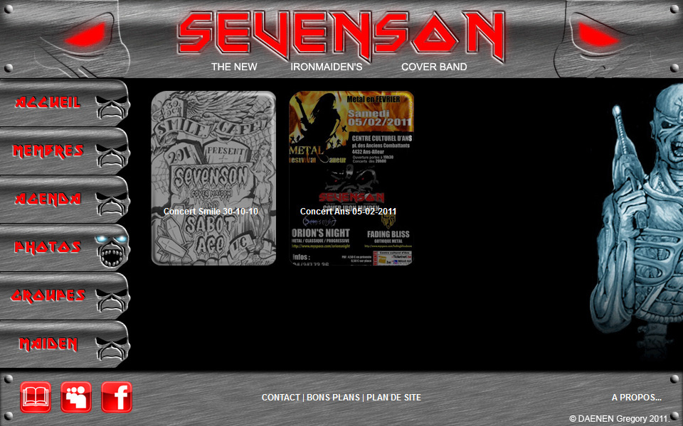 SEVENSON : 2011 : Réalisation d'un site web pour le groupe de musique SEVENSON; groupe de reprises d'IRON MAIDEN.