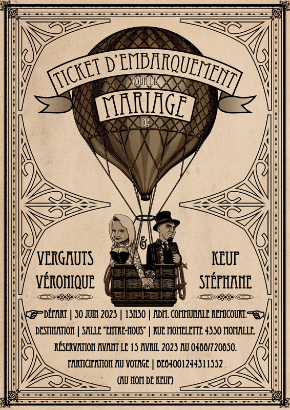 Faire-part de mariage : Janvier 2023 : Commande : Krita/Photoshop/Illustrator.